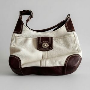 Never Used Tags Still Attached Brown and White Leather Handbag